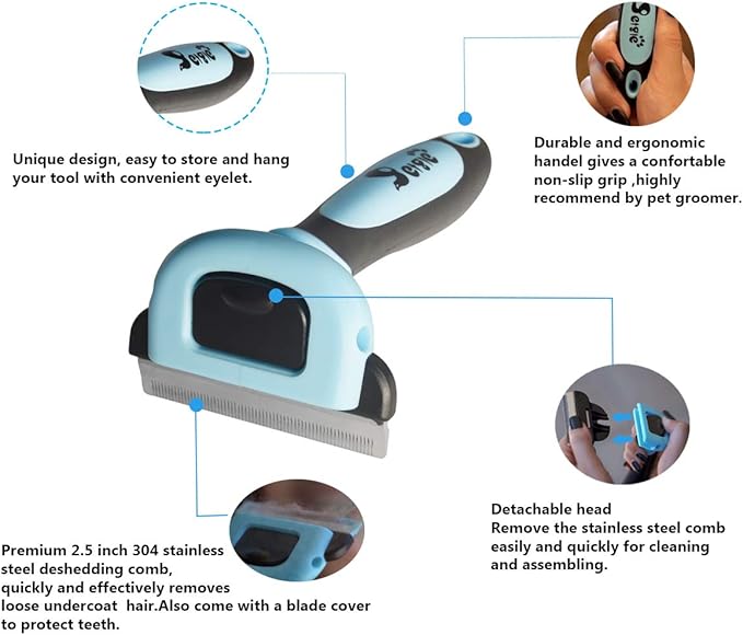 Cat Brush &amp; Cat Comb for Shedding, 2.5inch Blue - Hair Brush for Long Hair and Short Hair, Pet Grooming Tool for Small to Medium Dogs and Cats, Detangle, Eco Friendly, Weekly Grooming
