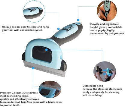 Cat Brush &amp; Cat Comb for Shedding, 2.5inch Blue - Hair Brush for Long Hair and Short Hair, Pet Grooming Tool for Small to Medium Dogs and Cats, Detangle, Eco Friendly, Weekly Grooming