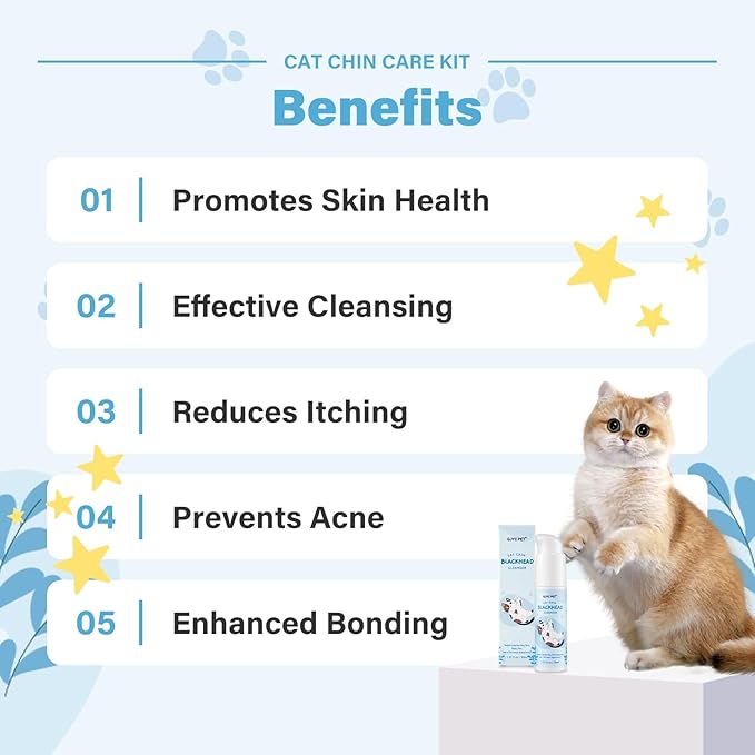Cat Chin Acne Care Kit - Gently Removes Cat Chin Blackheads, Equipped with Cleansing Brush, Cruelty-Free, Nurtures Cat&