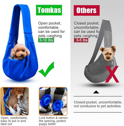 Tomkas Small Dog Sling Carrier - Classic Pocket &amp; Classic Strap - for 3-10 lbs Pets(Royal Blue)