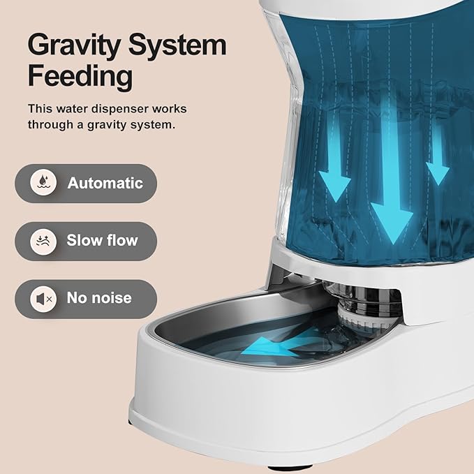 Gardner Pet Automatic Dog Water Dispenser Gravity Stainless Steel Water Waterer Feeder, 100% BPA-Free Large Capacity Water Feeding Bowls for Medium &amp; Large-Sized Dogs Cats Other Pets -(1 Gallon)