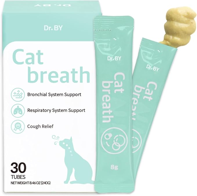 Dr.by Cat Breath Bronchial Supplements Cat Sneezing Treatment Asthma Cold Cough Nose Relief Respiratory&amp;Immune Support with TF-343-30 lickable Formula Individually Packaged, Chicken (1 Pack (8.5OZ))