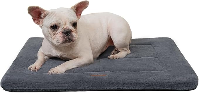 Made4Pets Dog Crate Pad Bed for Small Dogs, Washable &amp; Reversible, Anti-Slip Kennel Mat for Cozy Sleeping, Soft Fluffy Dog Bed for Indoor &amp; Outdoor Use, 24"x18", Dark Gray