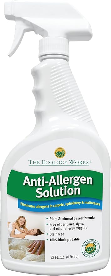 The Ecology Works- Plant-Based Dog &amp; Cat Allergy Spray, Dander Remover &amp; Dust Mite Waste Reducer for Relief from Allergies - Cleans Home, Bedding &amp; Furniture Naturally, Fragrance-Free