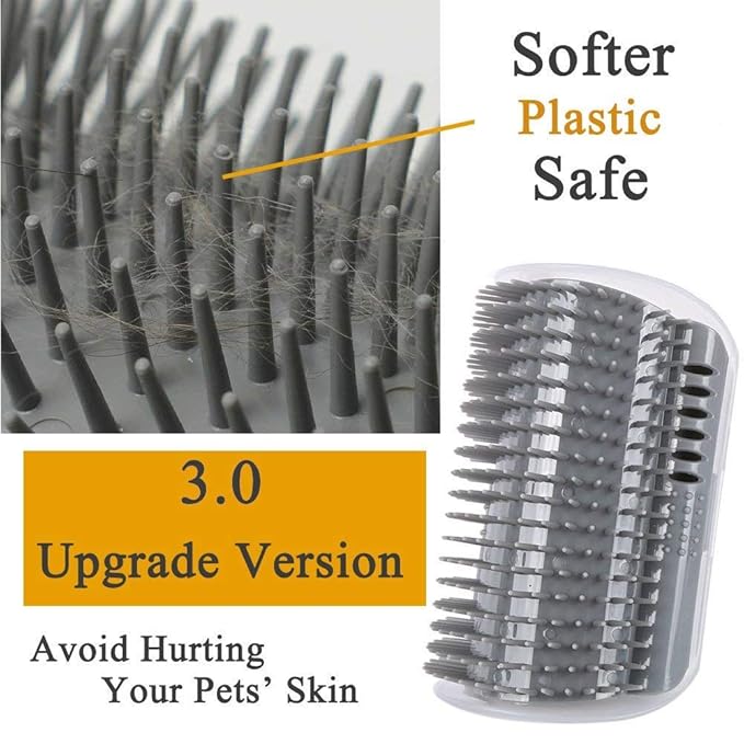 3.0 Softer Cat Self Groomer with Catnip, Dog Cat Corner Groomer,Wall Corner Scratcher Comb,Grooming Massage Brush, Perfect Scratch Massager Tool for Long &amp; Short Fur Kitten/Puppy (2 Pack)