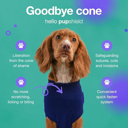 PupShield - Dog Surgery Recovery Suit Male and Female Easy to Use Anti Licking Design Breathable Comfortable - Spay &amp; Neuter Recovery Suit, Surgical Onesie - Dog Cone Alternative
