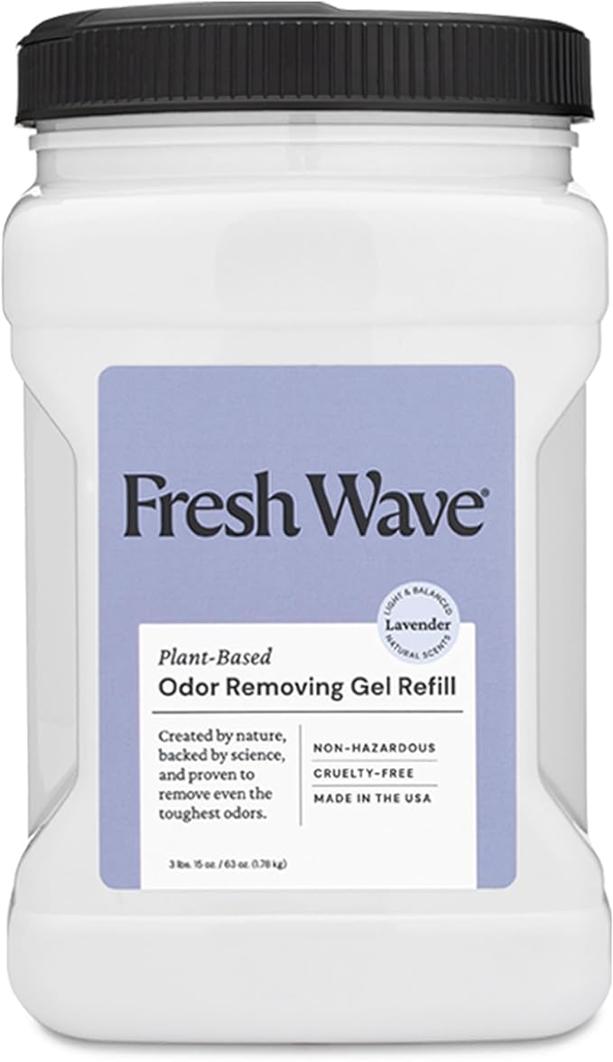 Fresh Wave Lavender Odor Removing Gel Refill, 63 oz. - Safer Odor Absorbers for Home, Natural Plant-Based Odor Eliminator, Every 15 oz. lasts 30-60 Days, For Cooking, Trash &amp; Pets