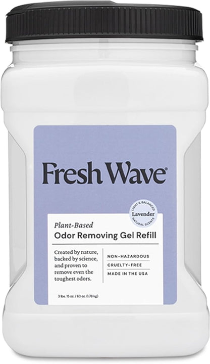 Fresh Wave Lavender Odor Removing Gel Refill, 63 oz. - Safer Odor Absorbers for Home, Natural Plant-Based Odor Eliminator, Every 15 oz. lasts 30-60 Days, For Cooking, Trash &amp; Pets