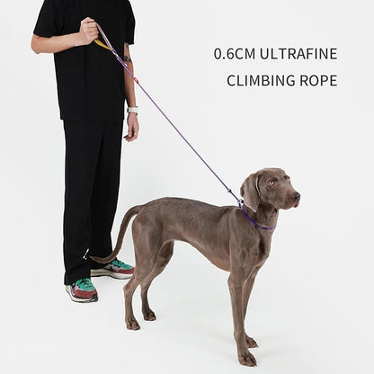 Dog Anti-Slip Leash 5FT with Metal Stopper - Durable No-Pull Training Lead for Small, Medium &amp; Large Dogs - Comfortable Handle Nylon Rope, Tangle-Free Pet Walking Leash (Purple, 5.6FT)