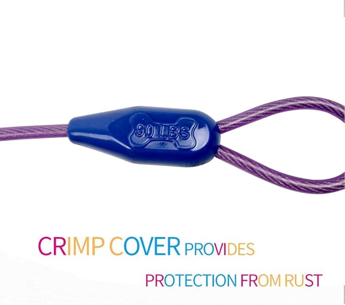 Petest 25ft Tie-Out Cable with Crimp Cover &amp; Buffer Spring for Large Dogs Up to 90 Pounds