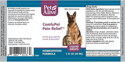 PetAlive ComfyPet Pain Relief for Dogs &amp; Cats – Natural Homeopathic Supplement for Pet Joint &amp; Mobility Support – 2 fl oz Drops – Made in USA