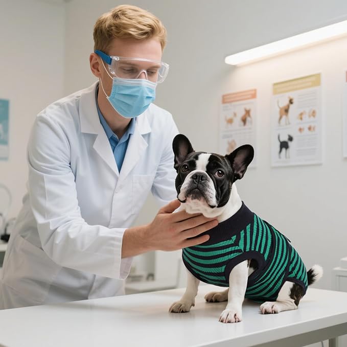 Kuoser Recovery Suit for Dogs Cats After Surgery, Professional Pet Recovery Shirt Dog Abdominal Wounds Bandages, Substitute E-Collar &amp; Cone,Prevent Licking Dog Onesies Pet Surgery Recovery Suit