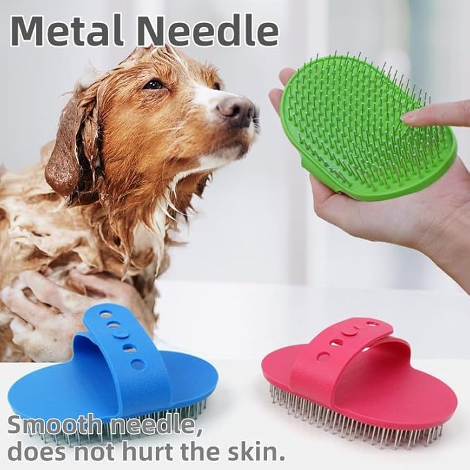 4-Pack Silicone Cat Brush Set, Pet Scratcher and Massager – Adjustable Pet Deshedding Brush, Bath Brush for Cats and Dogs, Suitable for Furniture Legs &amp; Corners (Needle Style - 2PCS (Blue + Green))