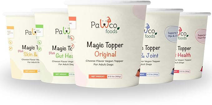 PawCo Magic Topper Skin &amp; Coat - Dog Food Topper for Healthy Skin &amp; Shiny Fur, Grain-Free Meal Enhancer with Omega-3 &amp; DHA, 160g