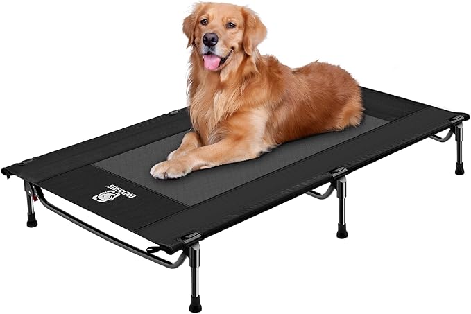 ONETIGRIS Elevated Dog Bed for Large Dogs, Outdoor Dogs Cod Large Raised Dog Bed with Chew Proof Mesh, No-Slip Portable Bed for Indoor &amp; Outdoor Portable