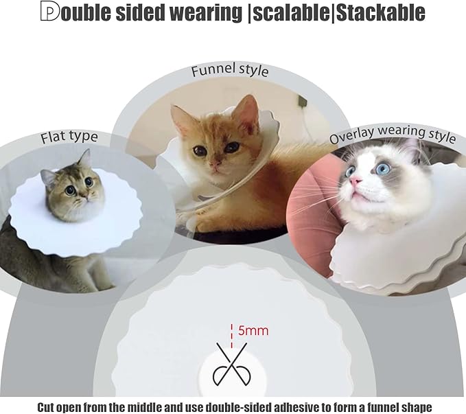4Pcs Soft Cat Cone, Collar for Cats to Stop Licking, Lightweight, Disposable &amp; Hygienic with Weekly Throwing Design, Multiple Wearing Methods (S/M/L)