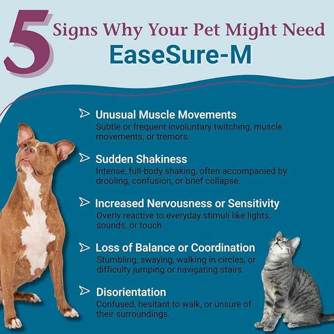 PetAlive EaseSure-M Calming Drops for Dogs and Cats – Natural Homeopathic Care for Nervous System Health – Supports Everyday Comfort, Reduced Muscle Twitching, and Quiet Relaxation – 59 mL Liquid