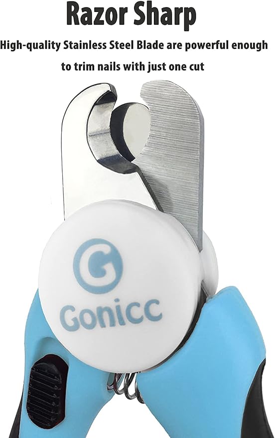 gonicc Dog &amp; Cat Pets Nail Clippers and Trimmers - with Safety Guard to Avoid Overcutting, Free Nail File, Razor Sharp Blade - Professional Grooming Tool for Pets