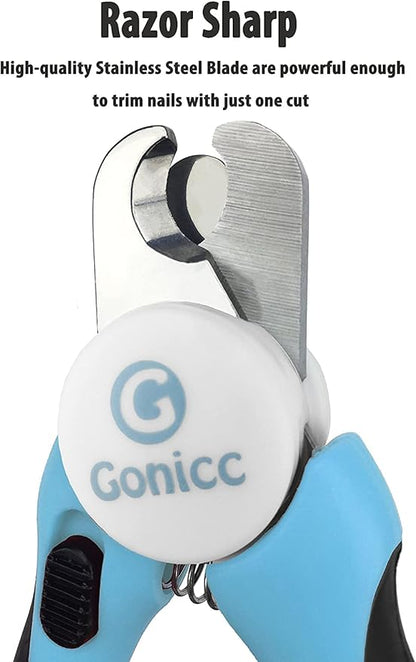 gonicc Dog &amp; Cat Pets Nail Clippers and Trimmers - with Safety Guard to Avoid Overcutting, Free Nail File, Razor Sharp Blade - Professional Grooming Tool for Pets