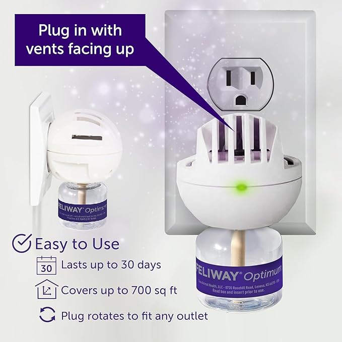FELIWAY Optimum Cat, Enhanced Calming Pheromone Diffuser: 1 Diffuser &amp; 2 Refills (60 Days)