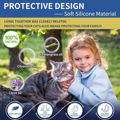 4 Pack Flea Collar for Cats, 32 Months Flea and Tick Prevention for Cats, Waterproof Cat Flea Collar, Natural Cat Flea and Tick Treatment, Adjustable Flea and Tick Collar for Cats Kittens(Pink&amp;Purple)