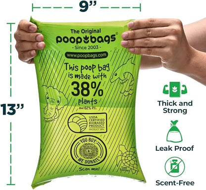 The Original Poop Bags® Dog Poop Bags Rolls – 38% Plant-Based, USDA Certified, Unscented, Leak-Proof &amp; Durable Waste Bags for Dogs, 960 Count
