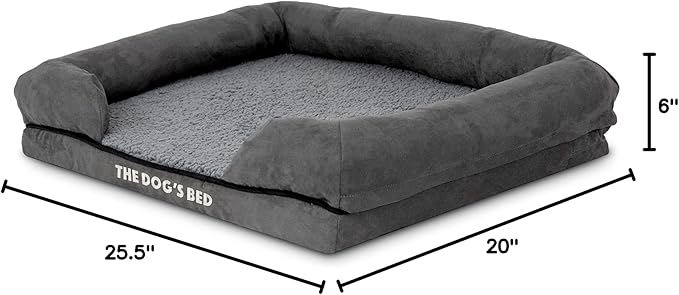 The Dog’s Bed, Small Plush Grey, Memory Foam, Pain Relief: Arthritis, Hip &amp; Elbow Dysplasia, Post Surgery, Lameness, Supportive, Calming, Waterproof Washable Cover, Veterinary Approved