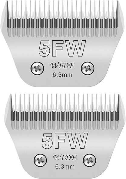2PCS 5FW Wide Blades for Dog Grooming Blades Compatible with Andis,Oster A5,Wahl km10 Dog Clippers,Size-