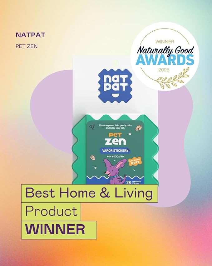 NATPAT Pet Zen Calming Patches for Dogs &amp; Cats – Non-Medicated Effective Stress Relief for Travel, Fireworks &amp; Separation Anxiety - Long Lasting &amp; Non-Toxic (24 Patches) - Locket Sold separetely