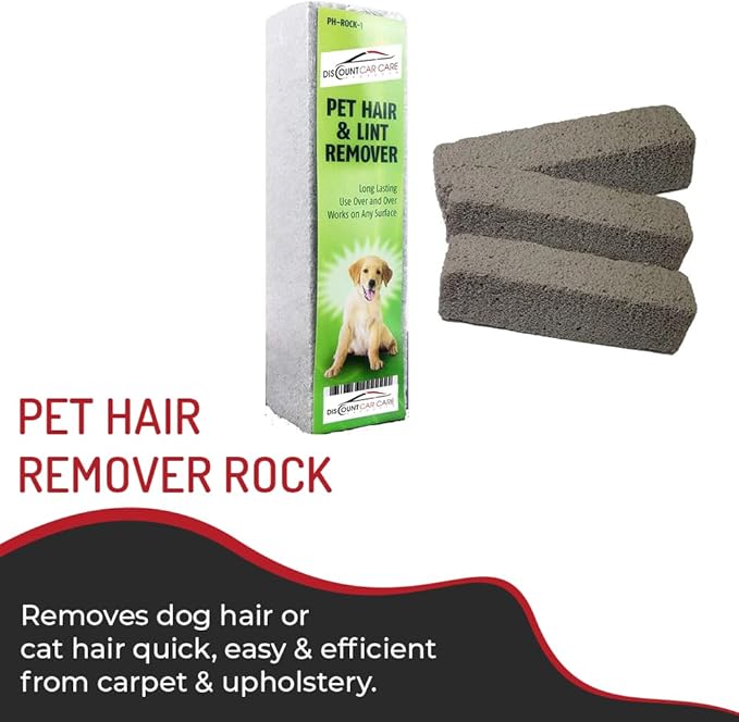 Pet Hair Remover Rock – 3 Pack Reusable Dog &amp; Cat Hair Cleaner for Carpet, Upholstery &amp; Auto Interiors – Easy Lint &amp; Fur Removal Tool – No Roller or Brush