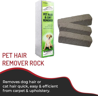 Pet Hair Remover Rock – 3 Pack Reusable Dog &amp; Cat Hair Cleaner for Carpet, Upholstery &amp; Auto Interiors – Easy Lint &amp; Fur Removal Tool – No Roller or Brush