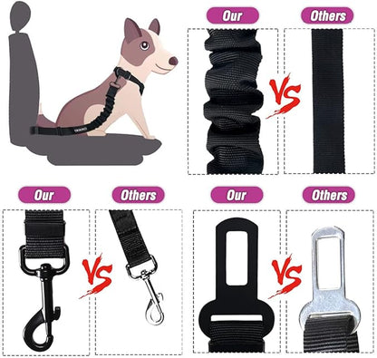 COOYOO Dog Seat Belt,3 Piece Set Retractable Dog Car Adjustable Seatbelts for Vehicle Nylon Pet Safety Heavy Duty &amp; Elastic &amp; Durable Car Harness for Dogs