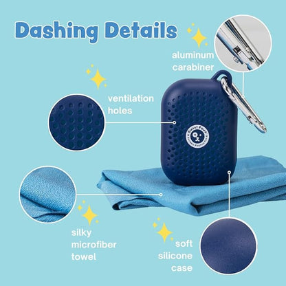 Sweet Paws Portable Dog Paw Towel, Lightweight &amp; Super Absorbent Microfiber, Clips onto Leash, Quick Drying Towel for Dogs Paws with Silicone Case, Dry Dog’s Paws on The Go - Large - Clean Slate