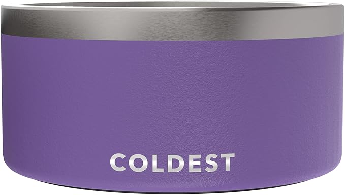 Coldest Dog Bowl - Anti Rust Metal, Non Slip, 3 Layers Insulated Stainless Steel Dog Bowls - Spill Proof &amp; Heavy Duty - Water Bowl for Dogs, Cats &amp; Pets, Dish Washer Safe (200 oz, Galaxy Purple)