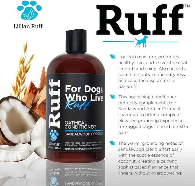 Ruff by Lillian Ruff Oatmeal Dog Shampoo &amp; Conditioner with Aloe &amp; Coconut Oil | Relieves Itching &amp; Hot Spots | Moisturizing &amp; Deodorizing | Safe for Puppies | USA Made
