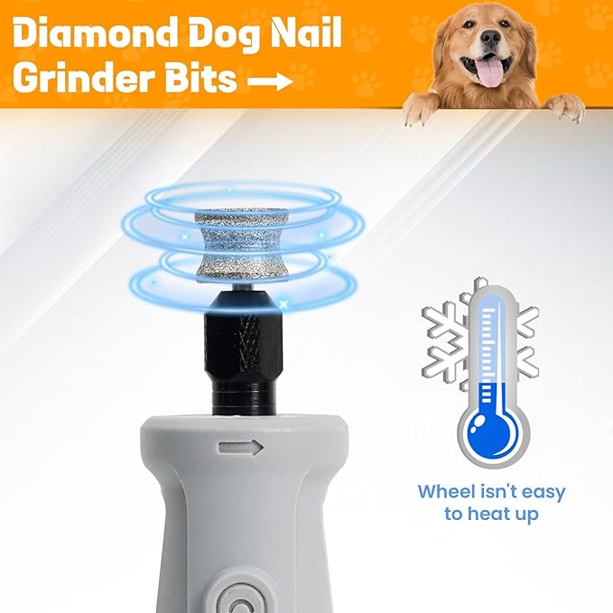 HARDELL Diamond Dog Nail Grinder Bits 2 Pack, 1/8" Pet Nail Grinder Replacement Heads for Dremel &amp; Most Rotary Tools, Durable Attachment for Pet Claw Care, Diamond Rotory Bit for Dogs