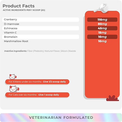 Cranberry for Cats - Incontinence Support, Urinary Tract Support, Cat UTI, Bladder Support, 120g Powder