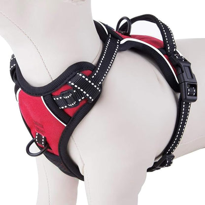 PHOEPET No Pull Dog Harnesses for Small Dogs Reflective Adjustable Front Clip Vest with Handle 2 Metal Rings 2 Buckles [Easy to Put on &amp; Take Off](S, Red)