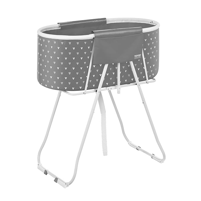 VEVOR Portable Dog Bathtub, Elevated &amp; Foldable Space-Saving Pet Shower Station with Efficient Drainage, Bathing Tub for Washing &amp; Grooming Small and Medium Size Dogs and Cats Indoor &amp; Outdoor, Grey
