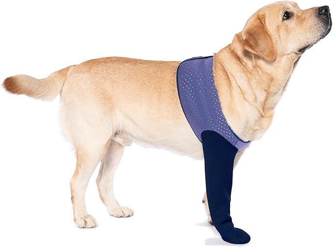 COODEO Dog Socks to Prevent Licking Paws, Healing Boots &amp; Paw Protectors with Non-Slip Bottoms for Wound Protection, Waterproof Sleeve Shoes for Licking（Purple，M_Left