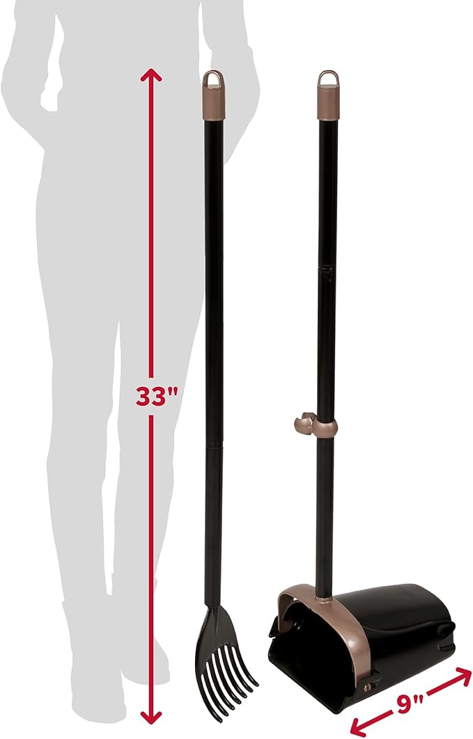 Arm &amp; Hammer Dog Pooper Scooper Swivel Bin &amp; Rake, Poop Scoop for Dogs, Black (2 Heavy Duty Scented Waste Bags Included)