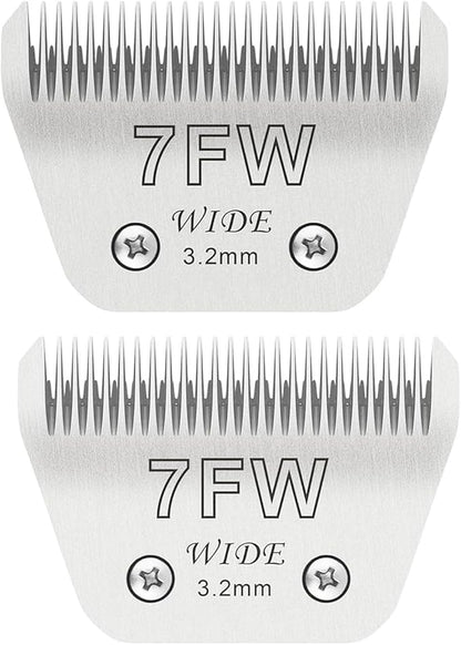 2PCS 7FW Wide Blades for Dog Grooming Blades Compatible with Andis,Oster A5,Wahl km10 Dog Clippers,Size-