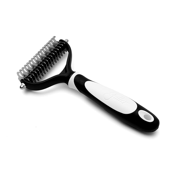 Fuller Brush Dual-Head Dematting Pet Comb - Stainless Steel Teeth with Slightly Sharp Edges - 7 Narrow-Gap &amp; 9 Wider-Gap on Other Side - Use to Remove Stubborn Fur &amp; For Grooming Dogs &amp; Cats