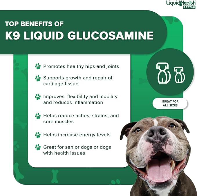 LIQUIDHEALTH Pets K9 Glucosamine Chondroitin Supplement for Dogs &amp; Puppies &amp; Joint Purr-Fection Hip &amp; Joint Glucosamine Drops for Cats &amp; Kittens - Pet Health Supplement Bundle for Mobility, USA Made
