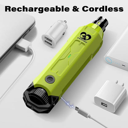 Casfuy 6-Speed Dog Nail Grinder - Newest Enhanced Pet Nail Grinder Super Quiet Rechargeable Electric Dog Nail Trimmer Painless Paws Grooming &amp; Smoothing Tool for Large Medium Small Dogs (Green)