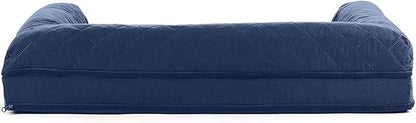 Furhaven Orthopedic Dog Bed for Large/Medium Dogs w/ Removable Bolsters &amp; Washable Cover, For Dogs Up to 55 lbs - Quilted Sofa - Navy (Blue), Large