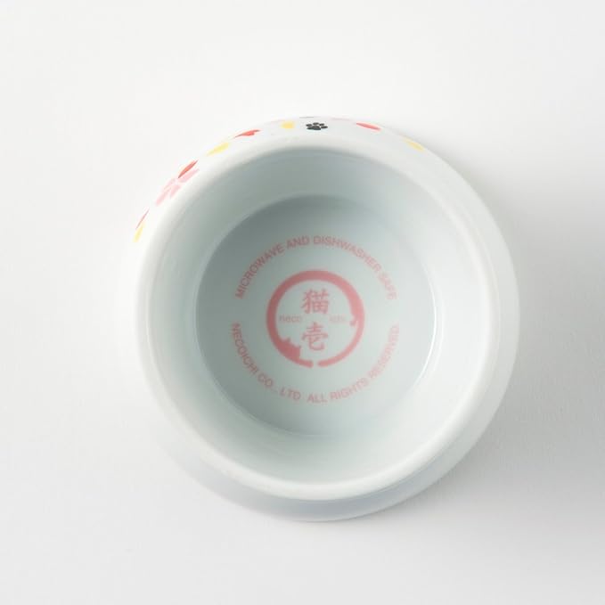 Necoichi Elevated Cat Food Bowl Prevent Neck &amp; Whisker Fatigue, Dishwasher and Microwave Safe, No.1 Seller in Japan! (Sakura, Regular)