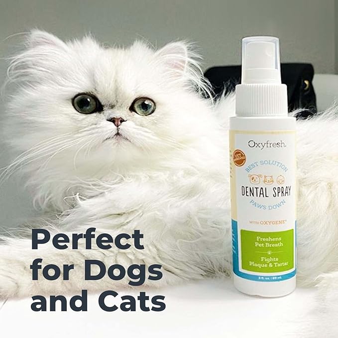 Oxyfresh Advanced Pet Dental Spray – Instant Dog and Cat Fresh Breath: Easiest No Brushing Pet Dental Solution for Dogs and Cats – Best Way to Fight Plaque, Keep Teeth &amp; Gums Healthy, 8oz.