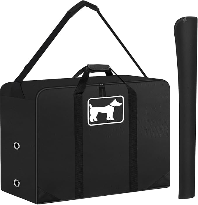 SIRUITON Dog Playpen Storage Bag Fits 45 H 8 Panels and 9 Stakes Foldable Exercise Pet Playpen, Dog Fence Travel Bag, with Reinforcing Plate &amp; Shoulder