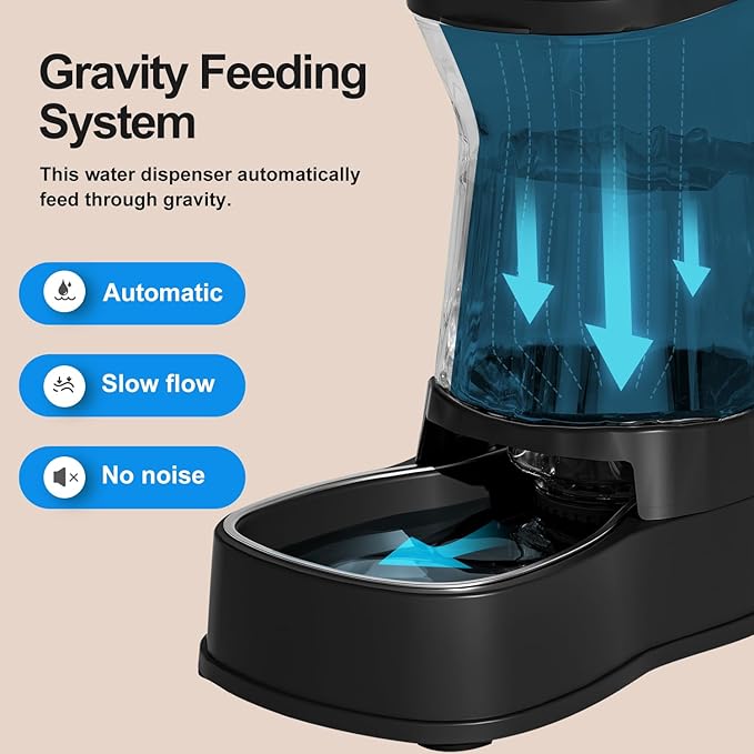 Gardner Pet Automatic Dog Water Dispenser Gravity Stainless Steel Water Waterer Feeder, Large Capacity Water Feeding Bowls for Medium &amp; Large-Sized Dogs Cats Other Pets -(2.1 Gallon)